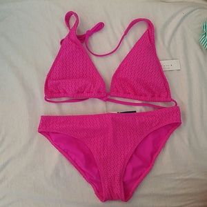 NWT Pink Crochet Triangle Bikini